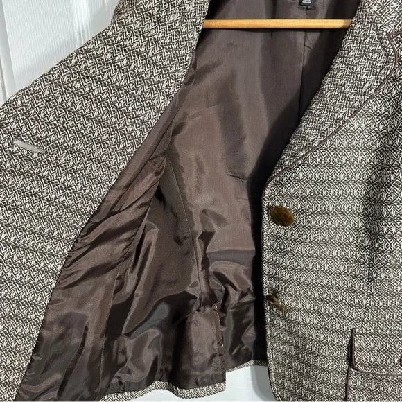 Beautiful Talbots blazer, size 10, wool/cotton, faux leather trim, academia - Picture 11 of 12